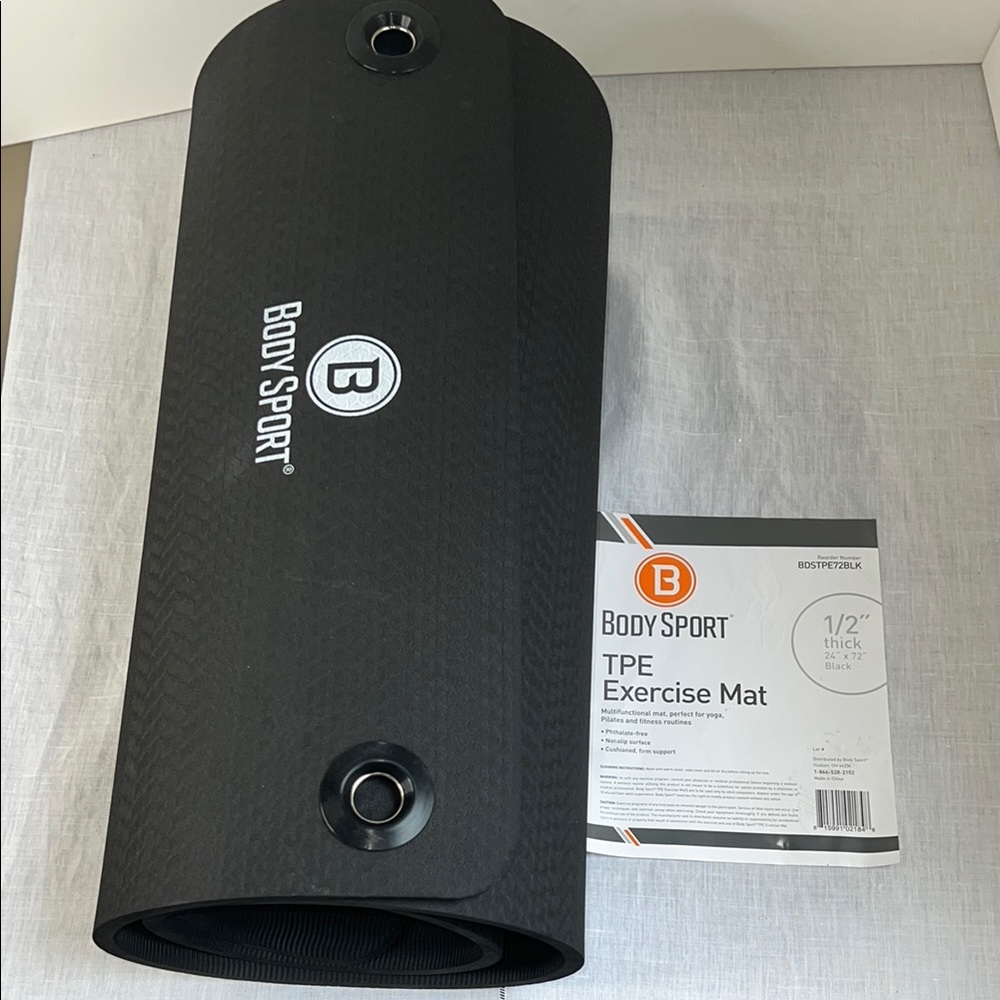 NWT New Body Sport Black TPE Exercise yoga Mat 24 x 72